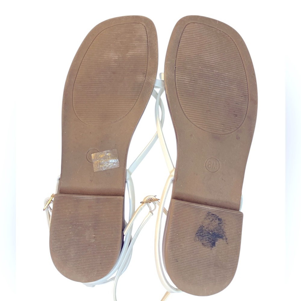 Joie White Minimalist Sandals with CrissCross Straps Neutral Cottagecore Minimal - Picture 5 of 5